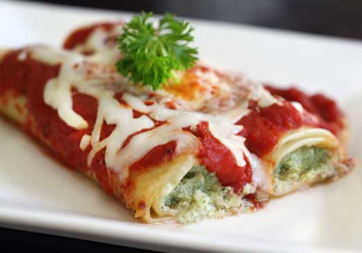 Cheese and Spinach Manicotti
