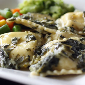 Ravioli with mixed vegetables