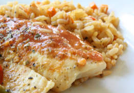 Baked Tilapia, Brown Rice & Minted Carrots