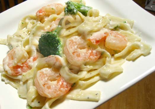 Shrimp Fettucine Alfredo with Broccoli