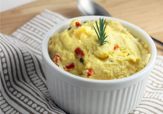 Polenta with Spinach & Roasted Peppers