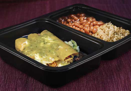 Chicken Cheese Enchilada with Tomatillo Sauce, Rice & Pinto Beans - Individual Meal