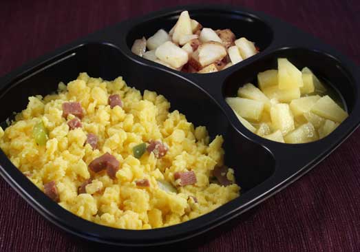 Denver Scramble with Diced Turkey Ham, Bell Peppers, Potatoes & Pineapple - Individual Meal