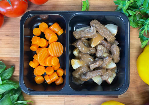 Beef with Mushroom Gravy, Roasted Potatoes & Carrots - Individual Meal