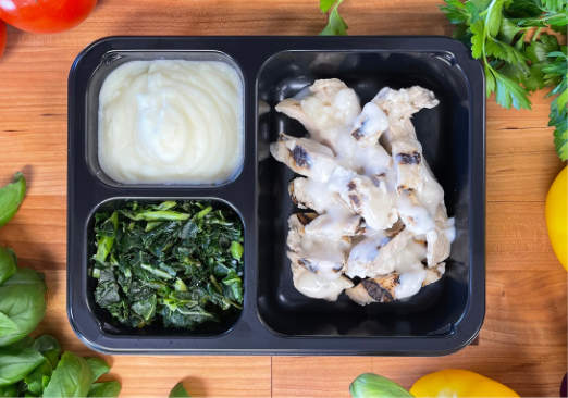 White Meat Chicken with Country Gravy, Mashed Potatoes & Collard Greens - Individual Meal