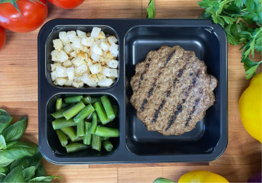 Beef Patty with Roasted Potatoes & Green Beans - Individual Meal