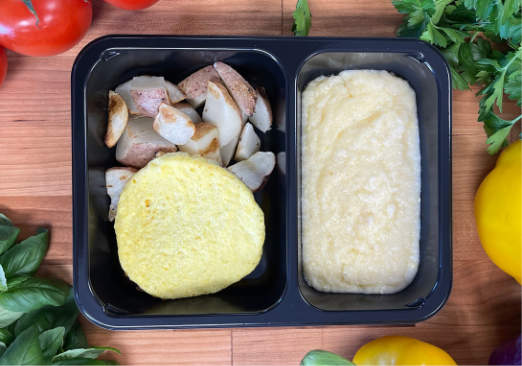 Egg Patty with Roasted Potatoes and Grits - Individual Meal