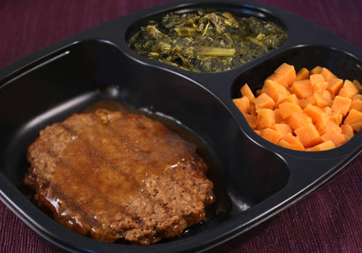Beef & Pepper Patty with Gravy with Spinach and Sweet Potatoes - Individual Meal