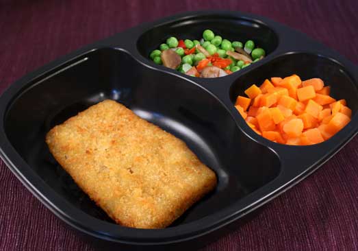 Breaded Pollock with Green Pea Blend Vegetables & Carrots - Individual Meal