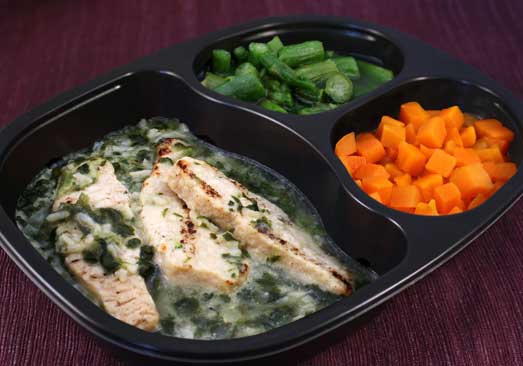 Grilled Chicken with Florentine Rice, Asparagus & Carrots- Individual Meal