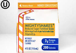 Mighty Shakes Vanilla - 4 oz (Reduced Sugar Honey Consistency), 3 or 12 Shakes