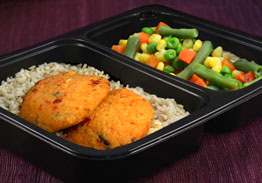 Crab Cake, Brown Rice & Mixed Vegetables