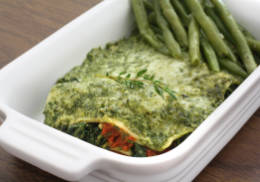 Spinach Mushroom Lasagna with Garlic Green Beans