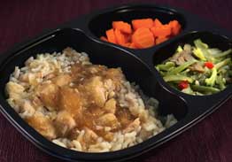 Diced Chicken with Teriyaki Sauce, White Rice, Japanese Blend Vegetables and Carrots - Individual Meal
