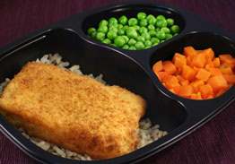 Breaded Haddock with Lemon Cilantro Rice, Carrots & Peas - Individual Meal