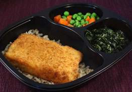 Breaded Baked Haddock with Lemon Dill Brown Rice, Spinach, Peas & Carrots - Individual Meal