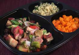 Sweet & Sour Pork, Asian Brown Rice, Asian Blend Vegetables & Carrot