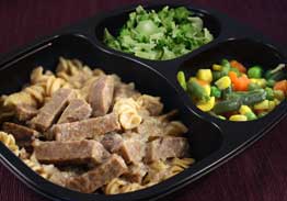 Beef Stroganoff with Rotini Pasta, Broccoli & Mixed Vegetables - Individual Meal
