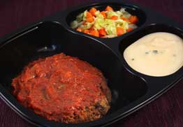 Swiss Style Beef Patty with Mashed Potatoes, Carrots &Cabbage - Individual Meal