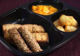 French Toast Sticks, Turkey Sausage, Tater Tots, Peaches - Individual Meal