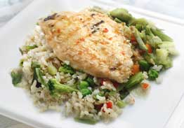 Tangerine Orange Chicken Breast With Stir Fry Vegetables & Brown Rice - Individual Meal