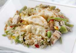 Pork Pot Stickers with Stir-Fry Vegetables & Chicken Fried Brown Rice - Individual Meal