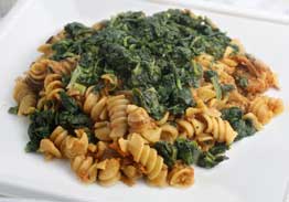 Turkey Mushroom Sauce Over Rotini Pasta With Spinach - Individual Meal