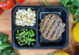 Beef Burger with Seasoned Potatoes & Green Beans - Individual Meal