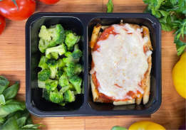 Breaded Chicken Parmesan, with Pasta and Broccoli - Individual Meal