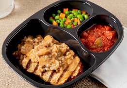 Chicken & Mushroom Swiss Rice with Peas & Carrots and Stewed Tomatoes - Individual Meal