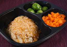 Chicken Patty with Apricot Rice, Carrots, Brussels Sprouts -Individual Meal