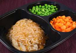 Pork Patty & Zesty Orange Rice with Green Peas & Carrots - Individual Meal