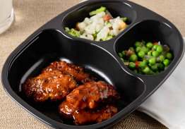 BBQ Pork Riblets & Honey BBQ Sauce, Green Pea Blend and Autumn Blend - Individual Meal