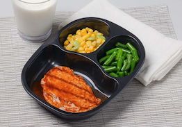 Chicken Patty with BBQ Sauce with Succotash & Green Beans- Individual Meal